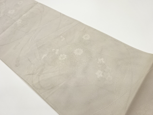 JAPANESE FUKURO OBI FOR SUMMER / WOVEN AUTUMN FLOWERS